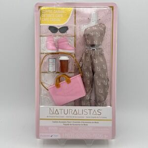 Naturalistas Coffee Casual Fashion Pack Kids OS Pink New 8pc Doll Accessories